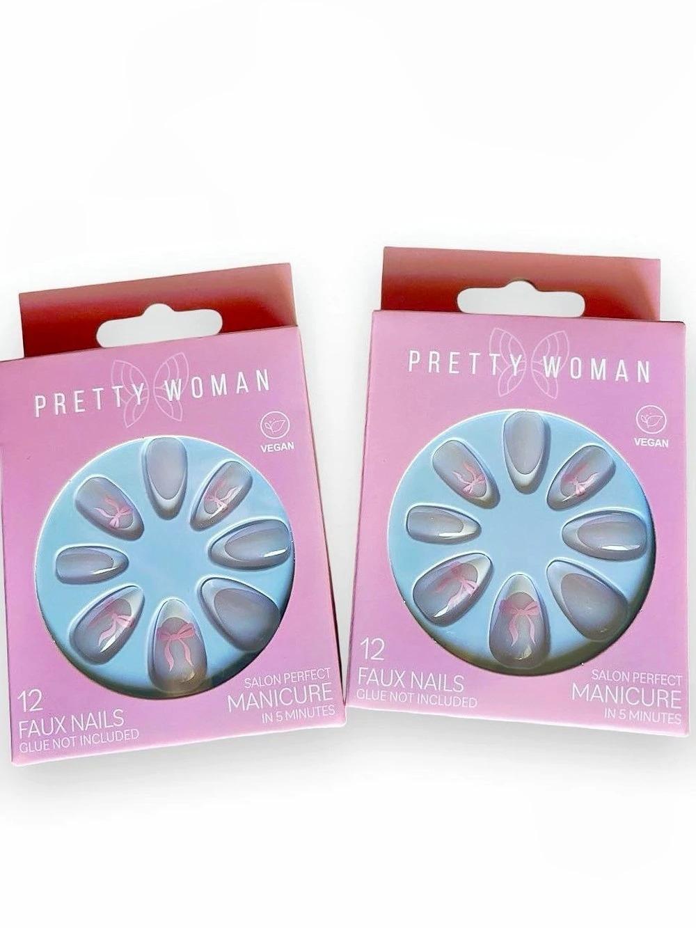 coquette medium almond french tip press on nails with pink bow accents - set of